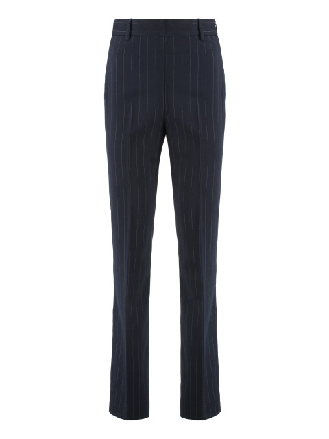 Straight chalk-striped trousers in wool blend