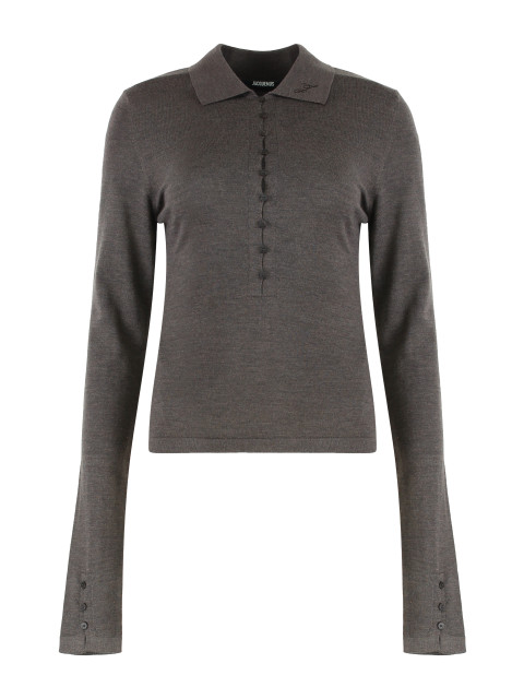 Long sleeve merino wool polo