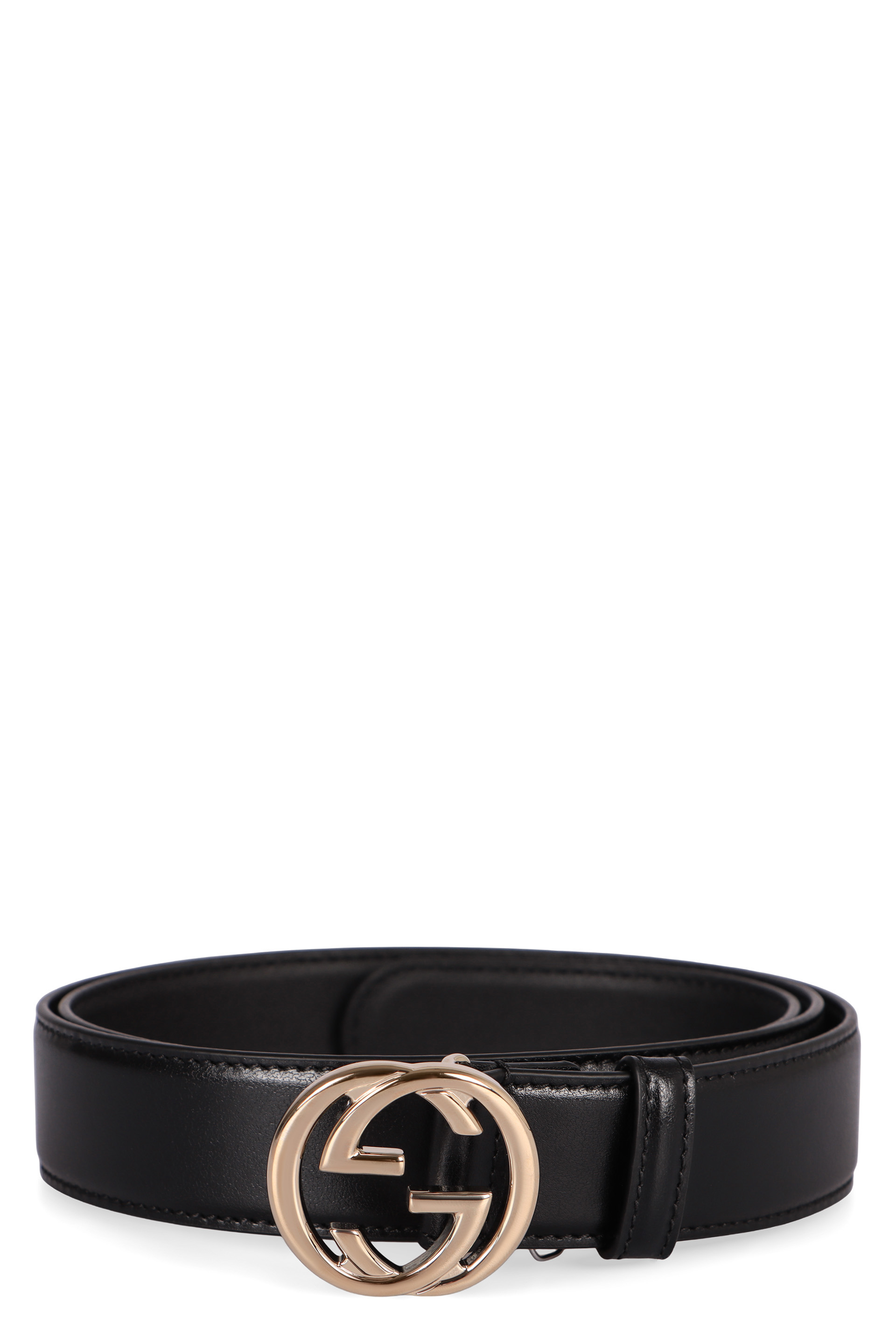 Logo buckle leather belt