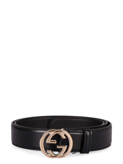Logo buckle leather belt