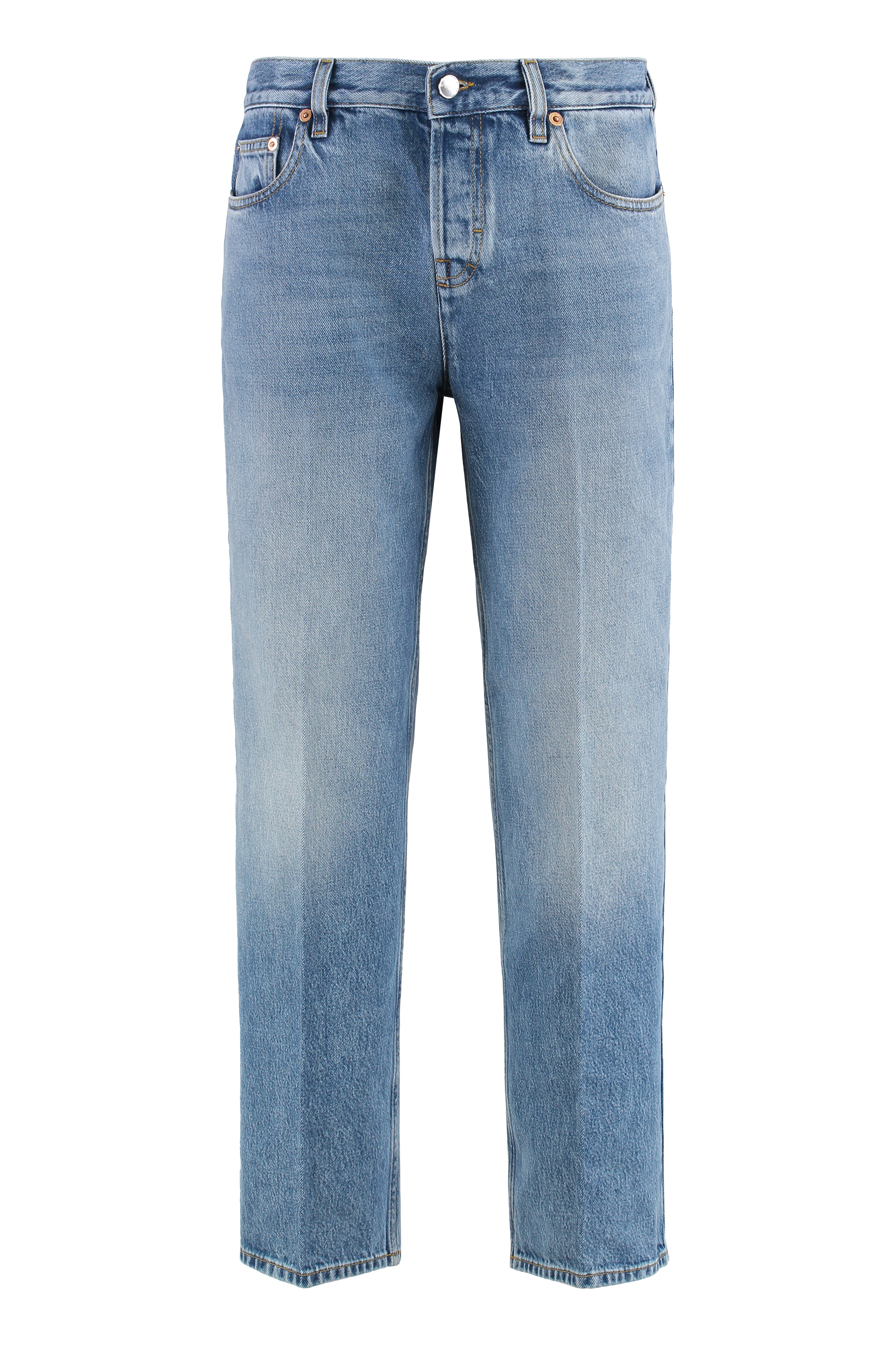 5-pocket straight-leg jeans