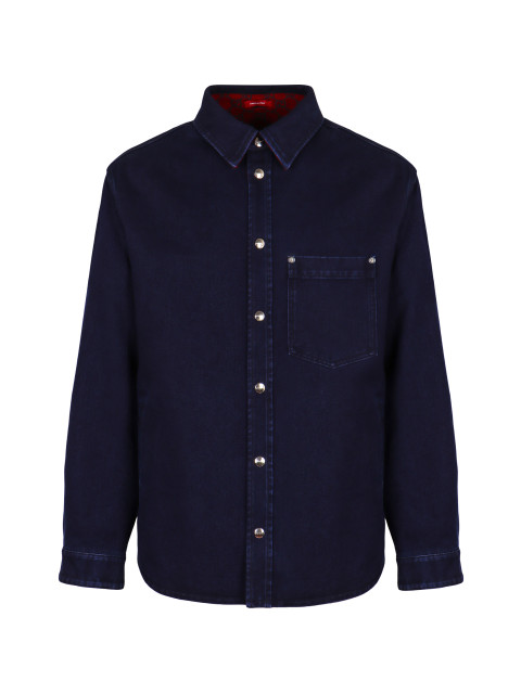 Reversible denim and flannel shirt