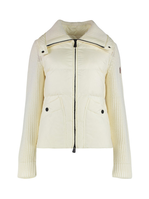 Quilted wool cardigan with zip