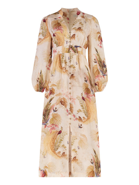 Ascension Plunge Printed linen dress