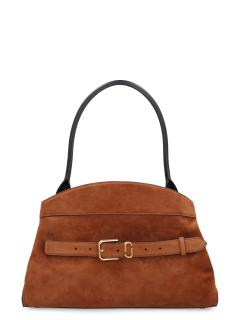 La traduzione del testo "The Suede Dakota Satchel" dall'inglese (EN) all'italiano (IT) è: "La borsa Dakota in camoscio".