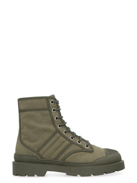 Laced boots in fabric