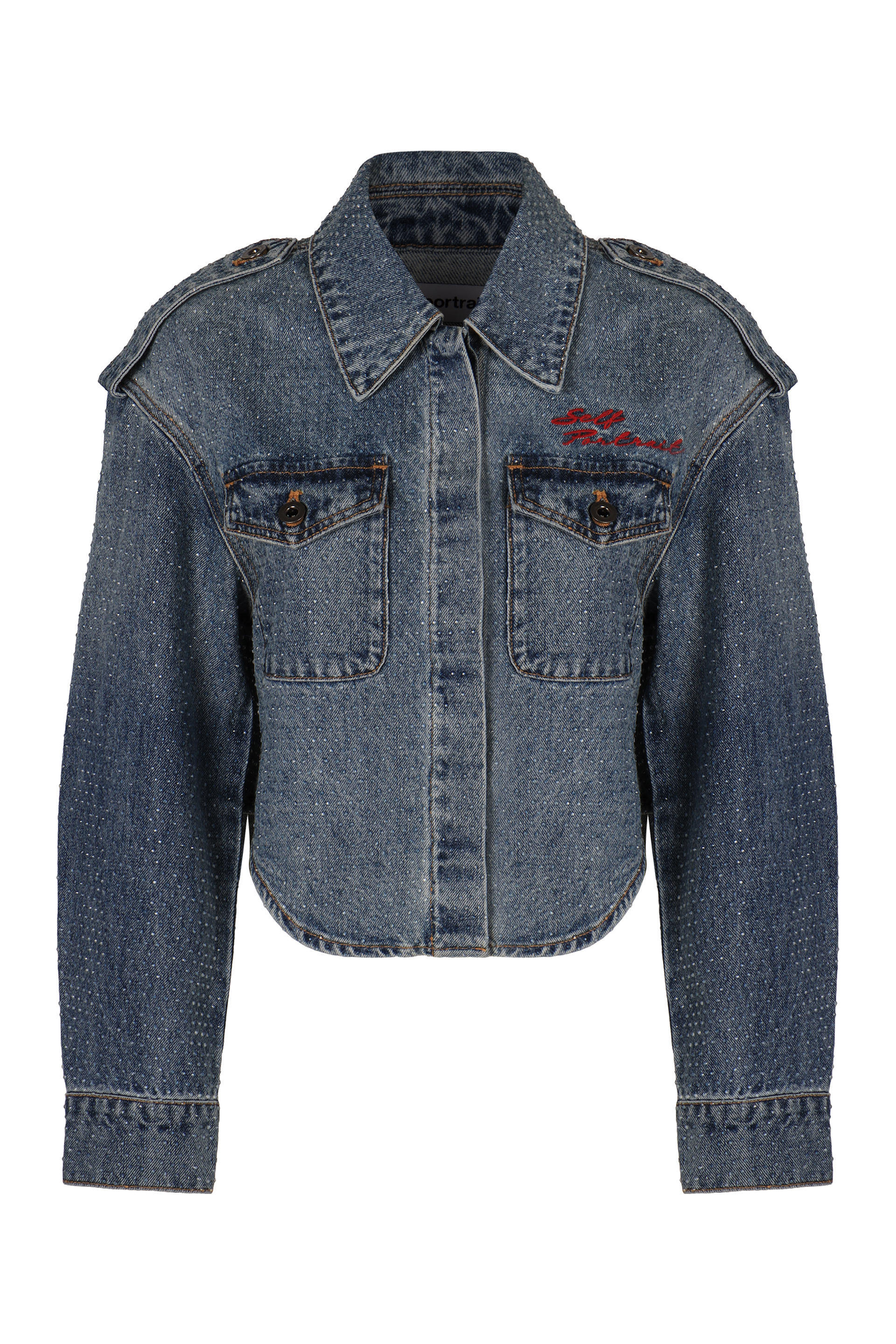 Denim jacket with rhinestones