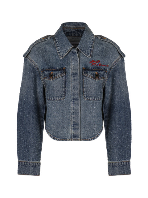 Denim jacket with rhinestones
