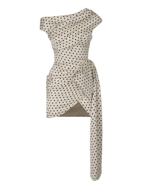 Mini satin dress with polka dots