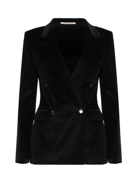 Double-breasted velvet jacket