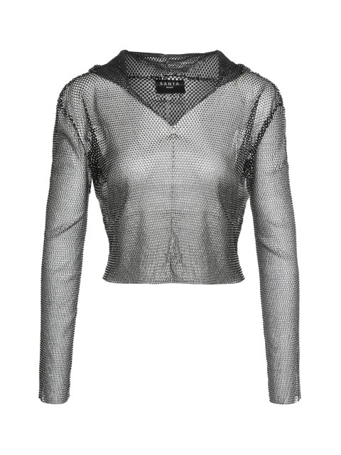 Top with rhinestones and hood