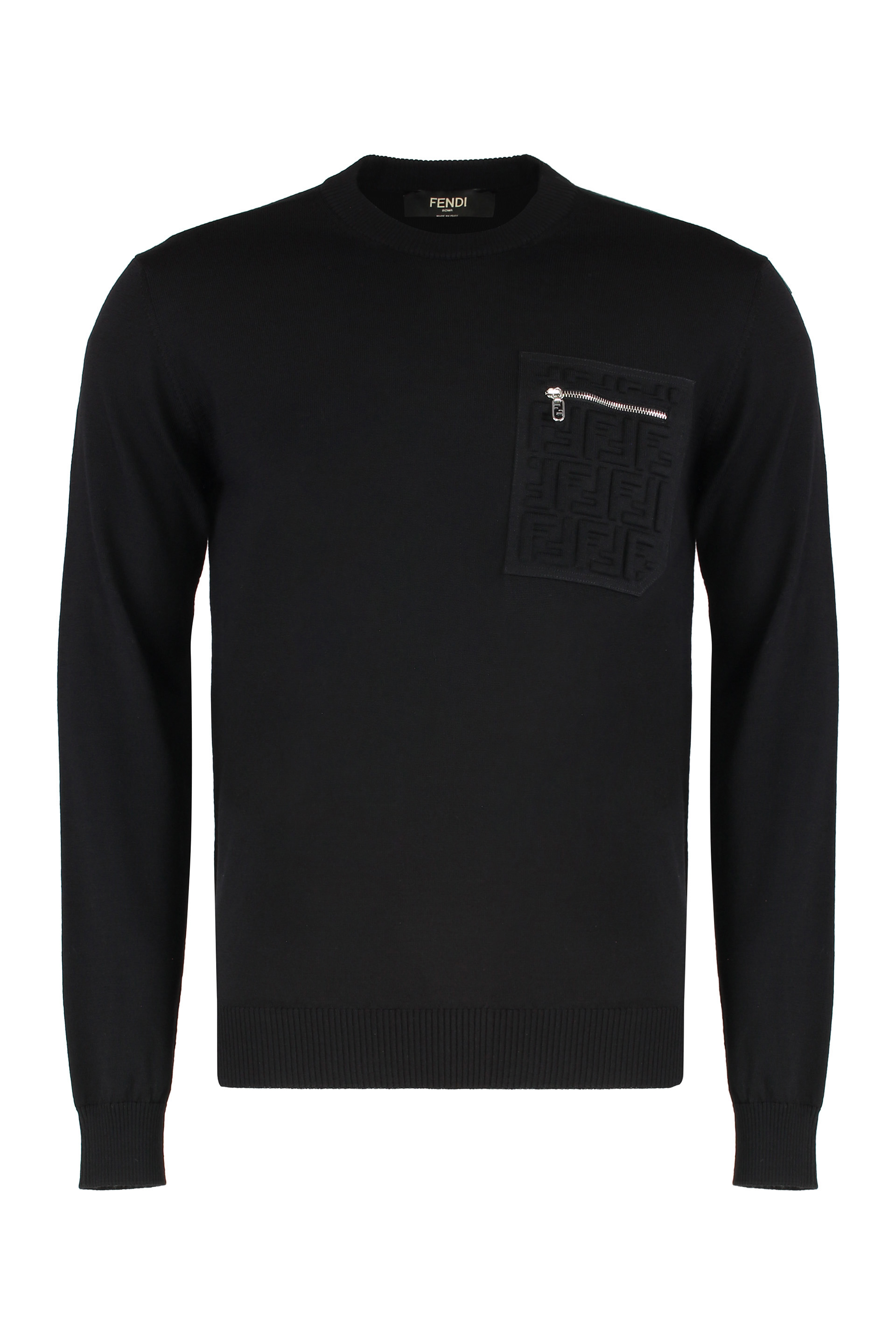 Sweater with a round neck in virgin wool