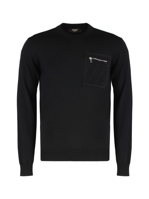 Sweater with a round neck in virgin wool