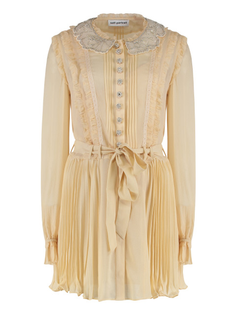Mini dress in pleated georgette