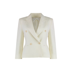 Crop blazer in wool fabric