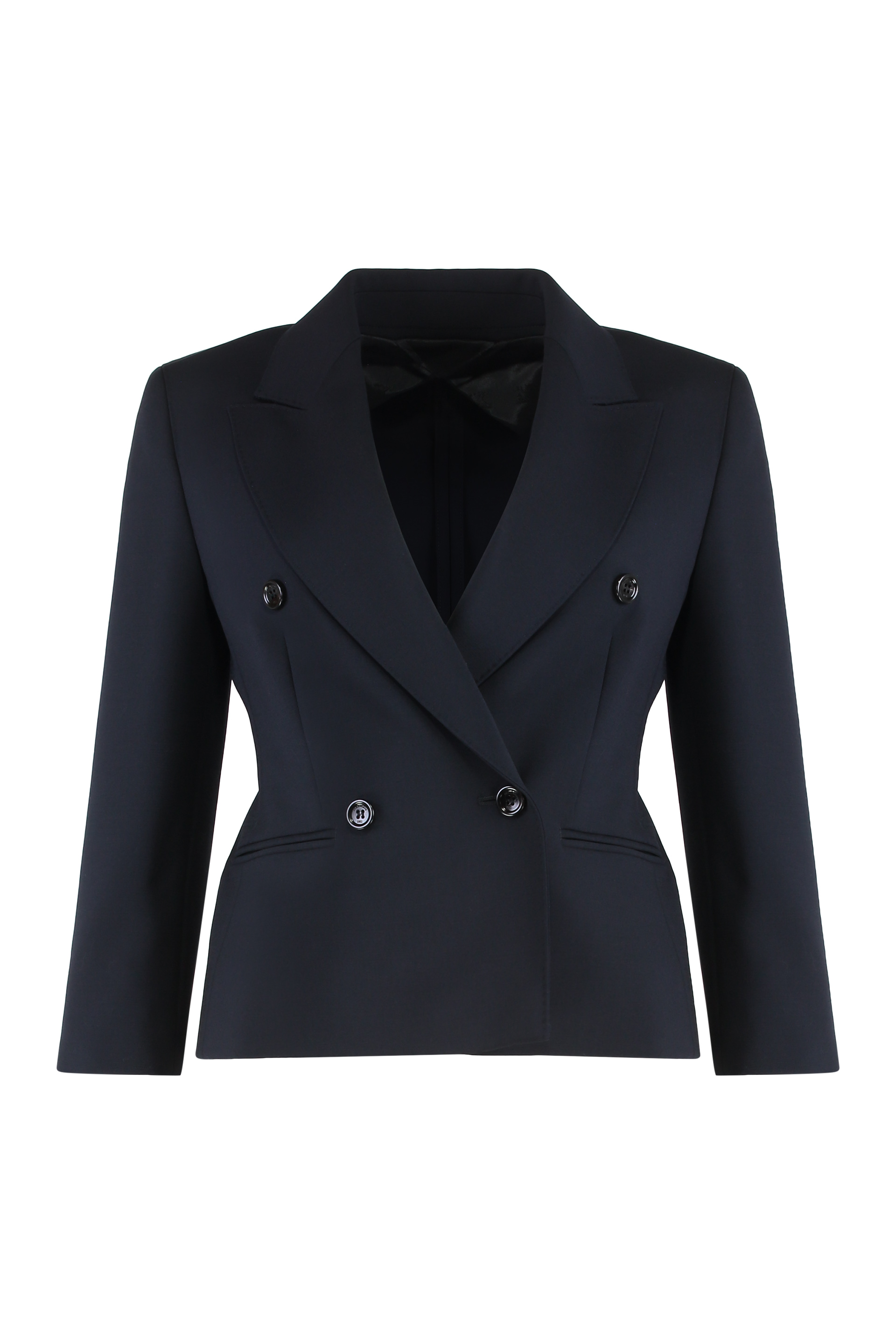 Crop blazer in wool fabric