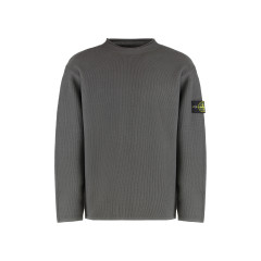 Sweater with a polo neck and reverse stitch details