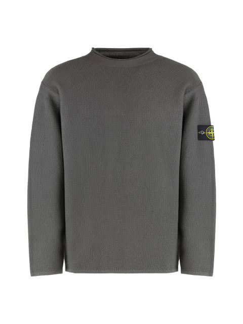 Sweater with a polo neck and reverse stitch details
