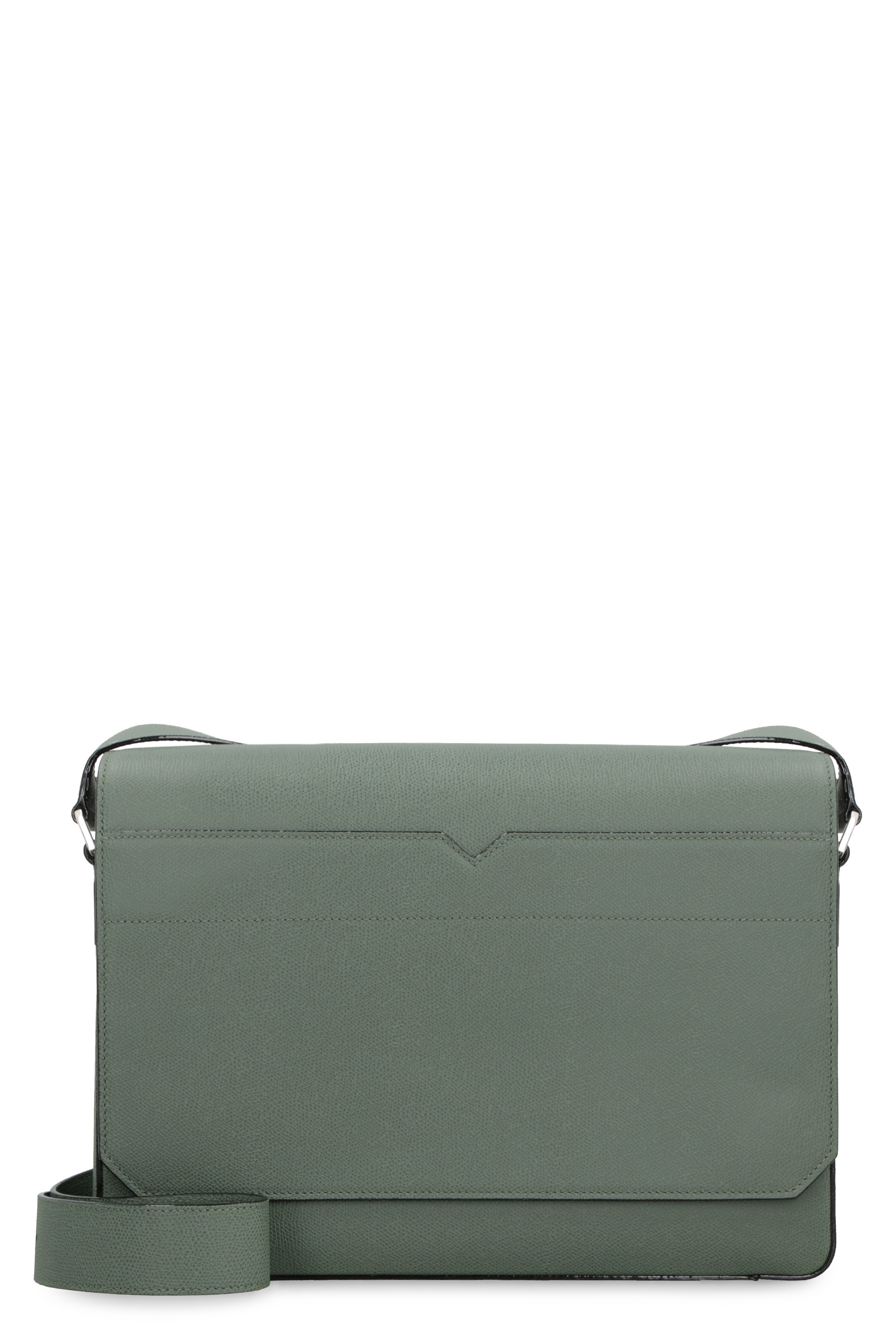 V-Line leather messenger bag