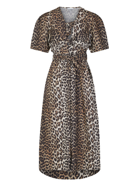 Cotton dress with leopard print