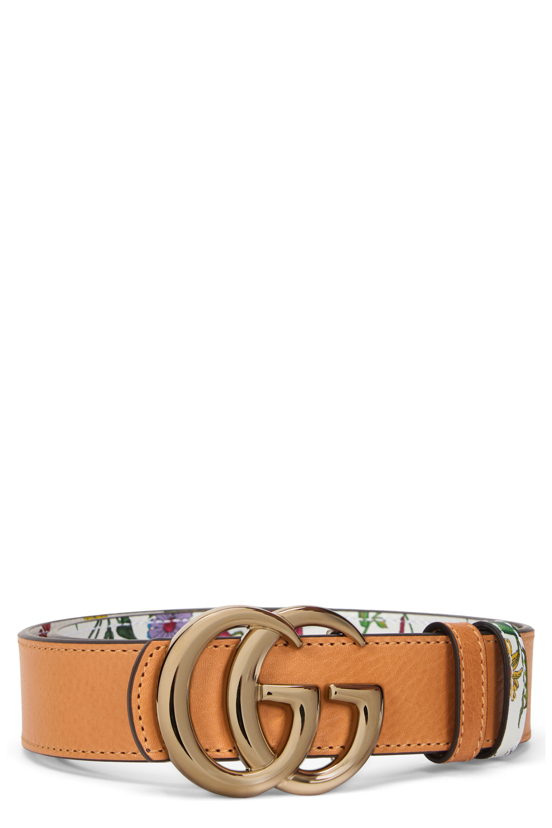 Reversible belt GG Marmont with Flora print