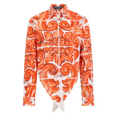 Cotton shirt with majolica print