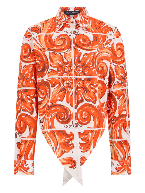 Cotton shirt with majolica print