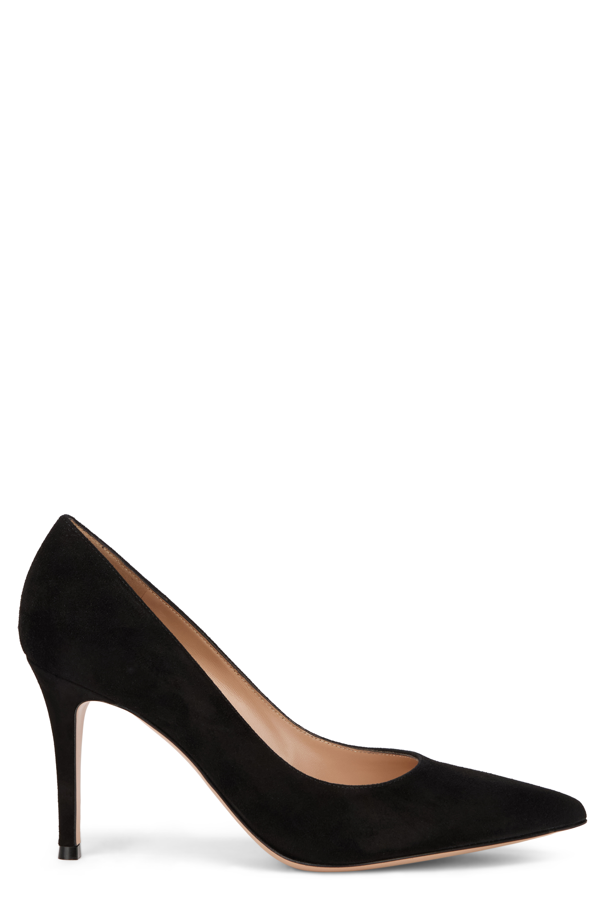 Black suede décolleté with elegant heel
