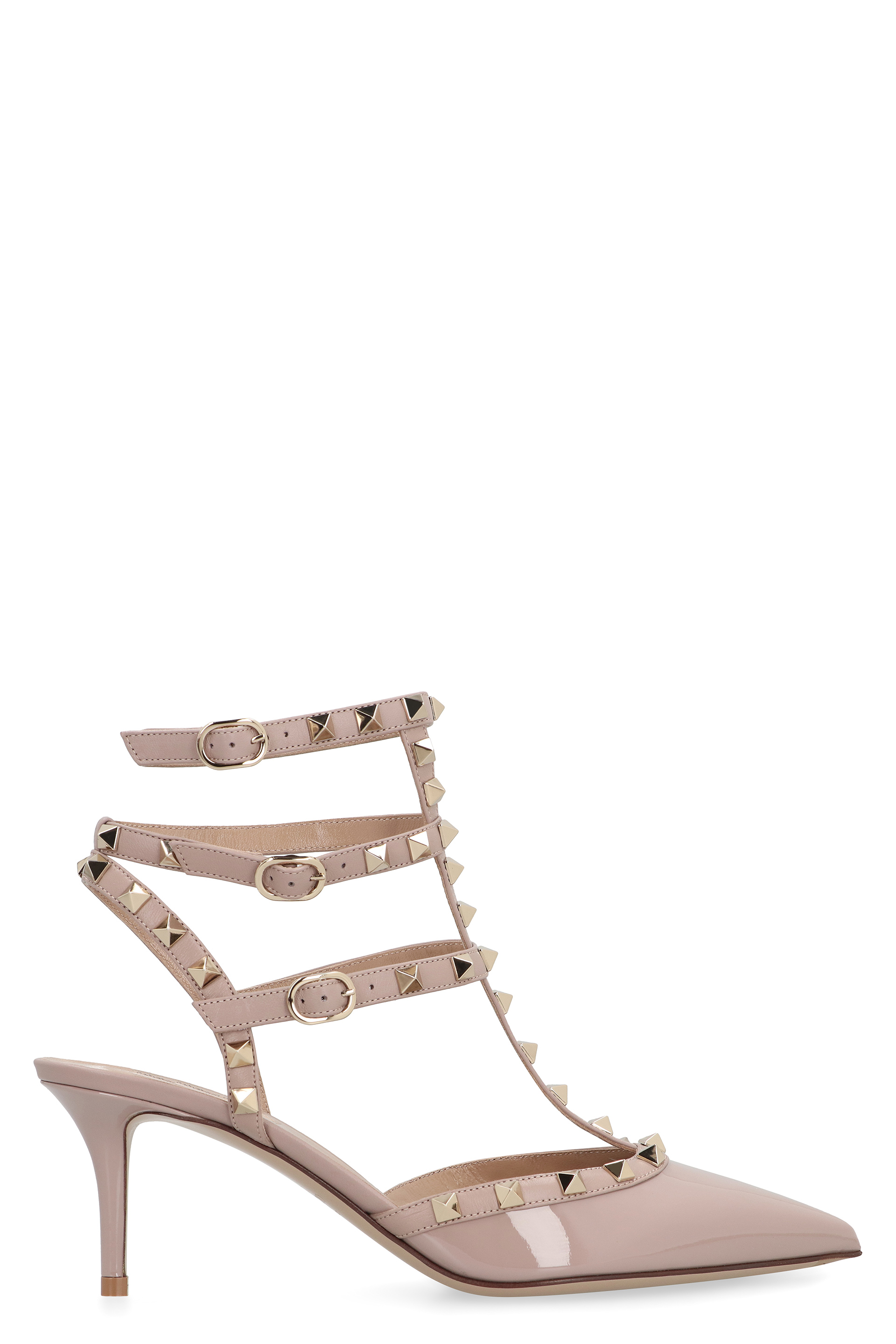 Rockstud Patent leather slingback pumps