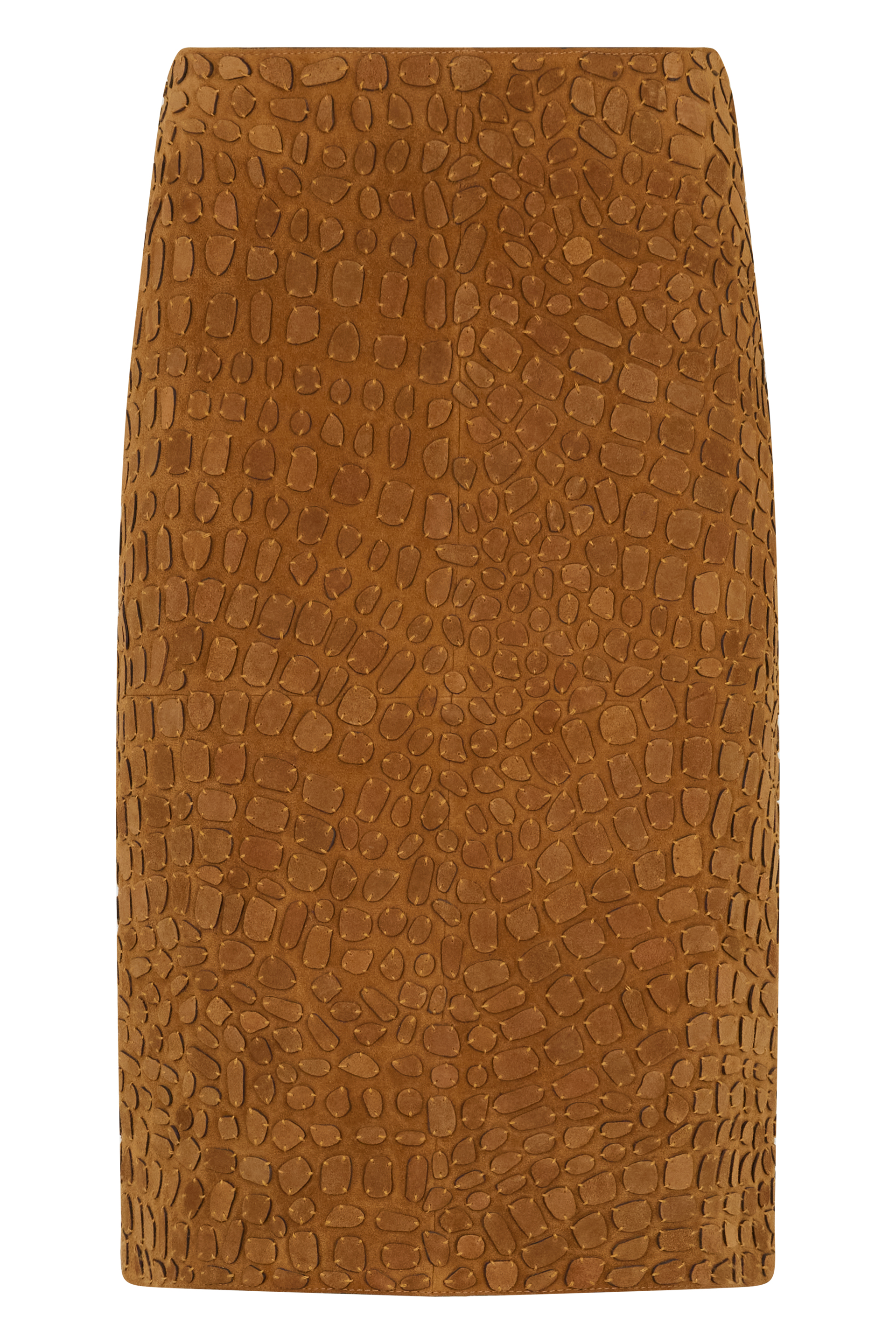 Crocodile effect leather skirt
