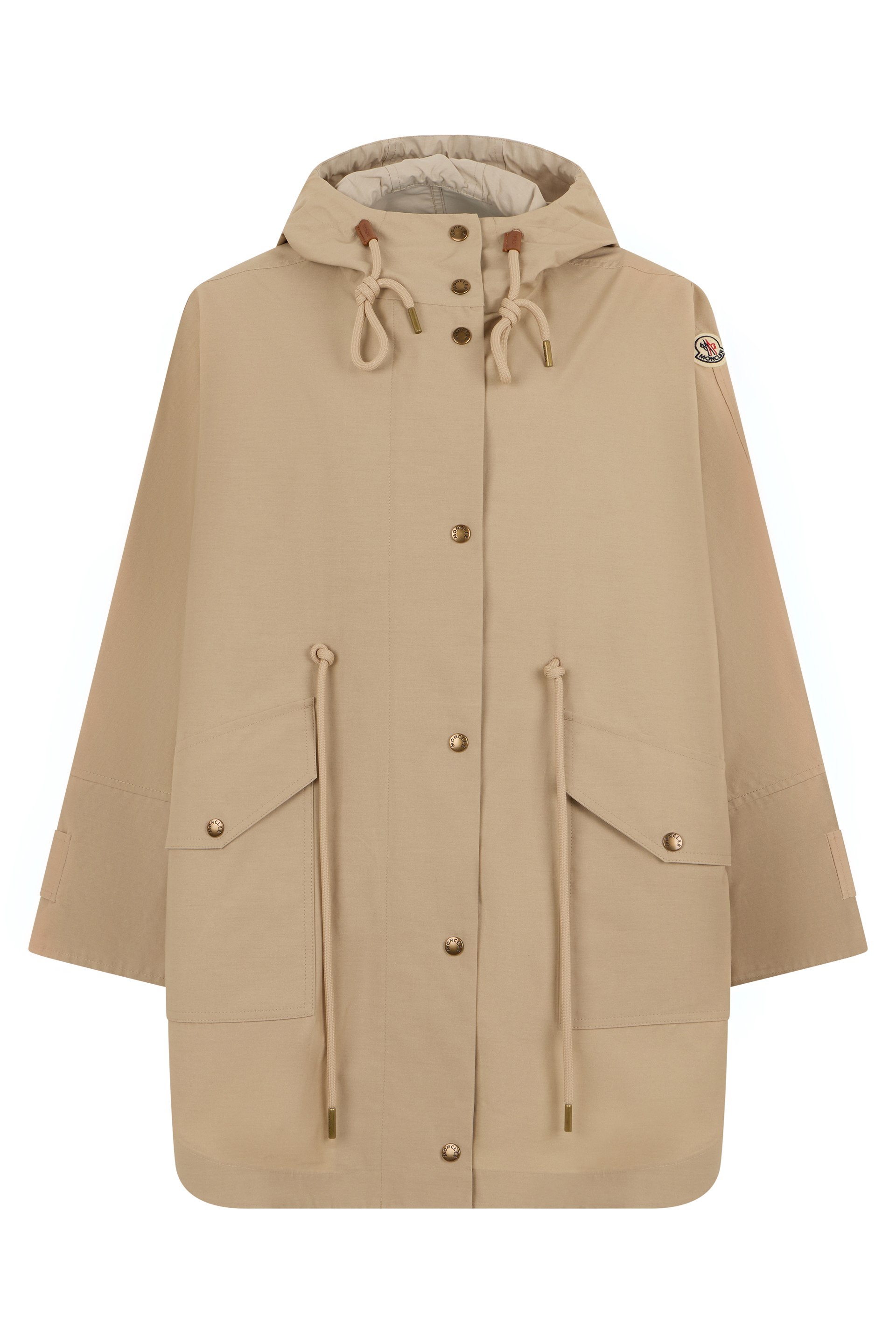 Coat with hood in blended cotton
