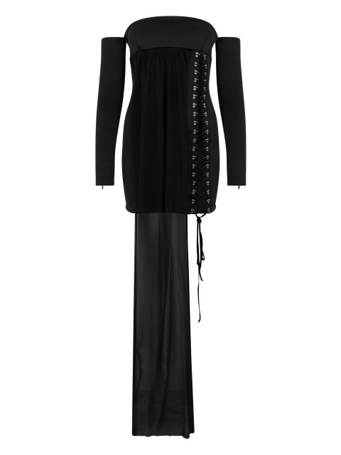 Mini dress with wide neck