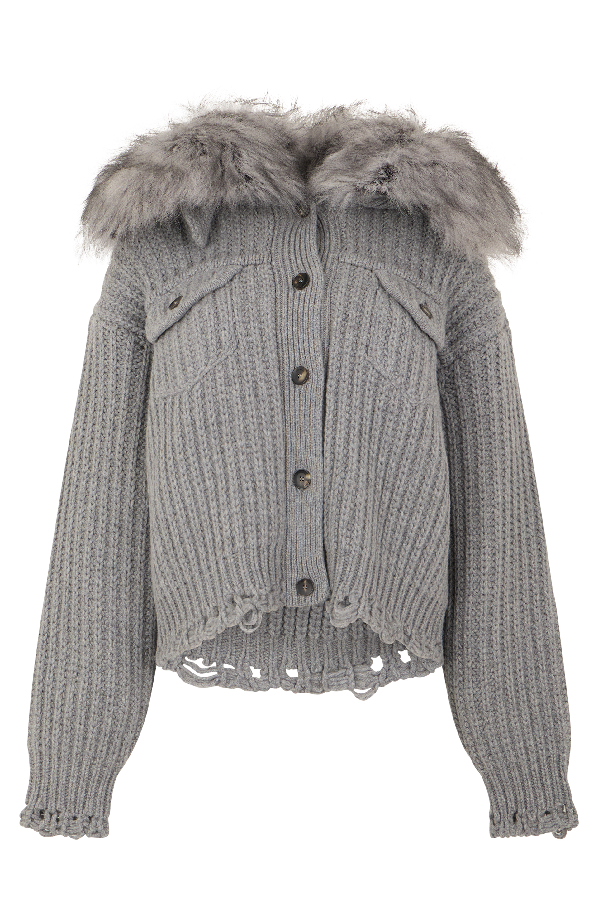 Cardigan with fur collar