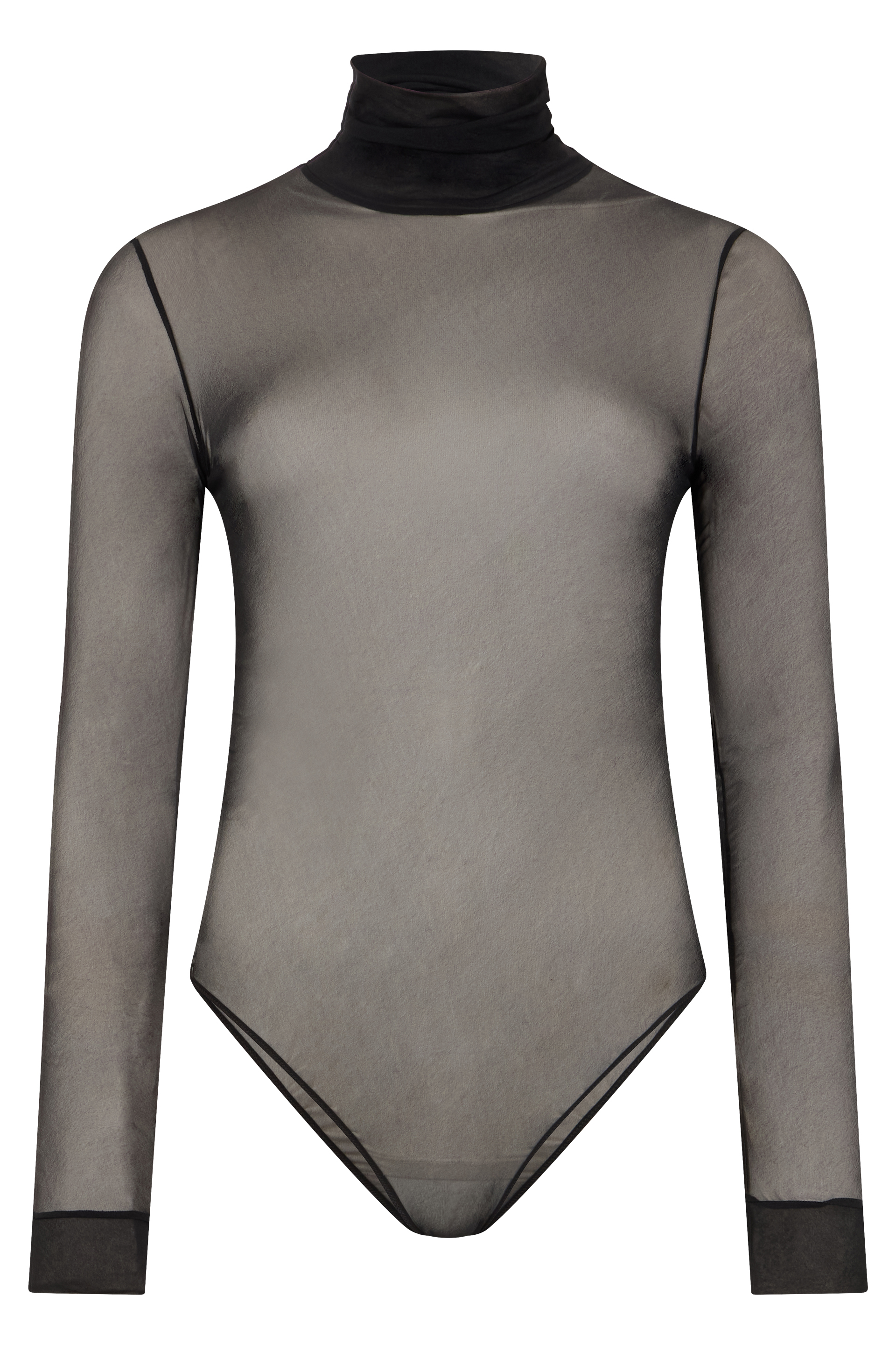 Semi-transparent bodysuit with long sleeves