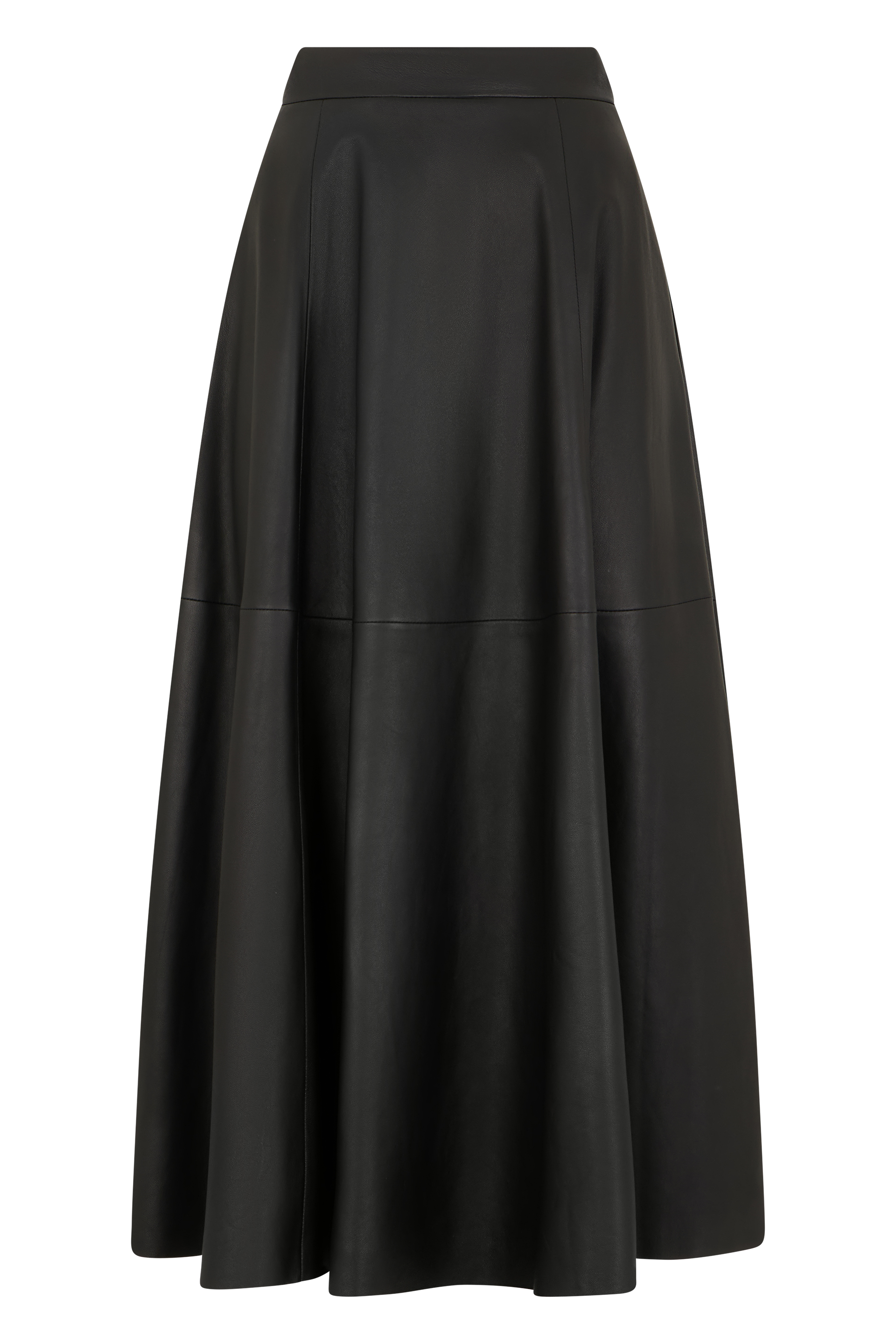 Midi flared skirt in leather
