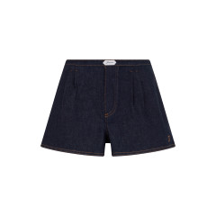 Plissetted denim shorts