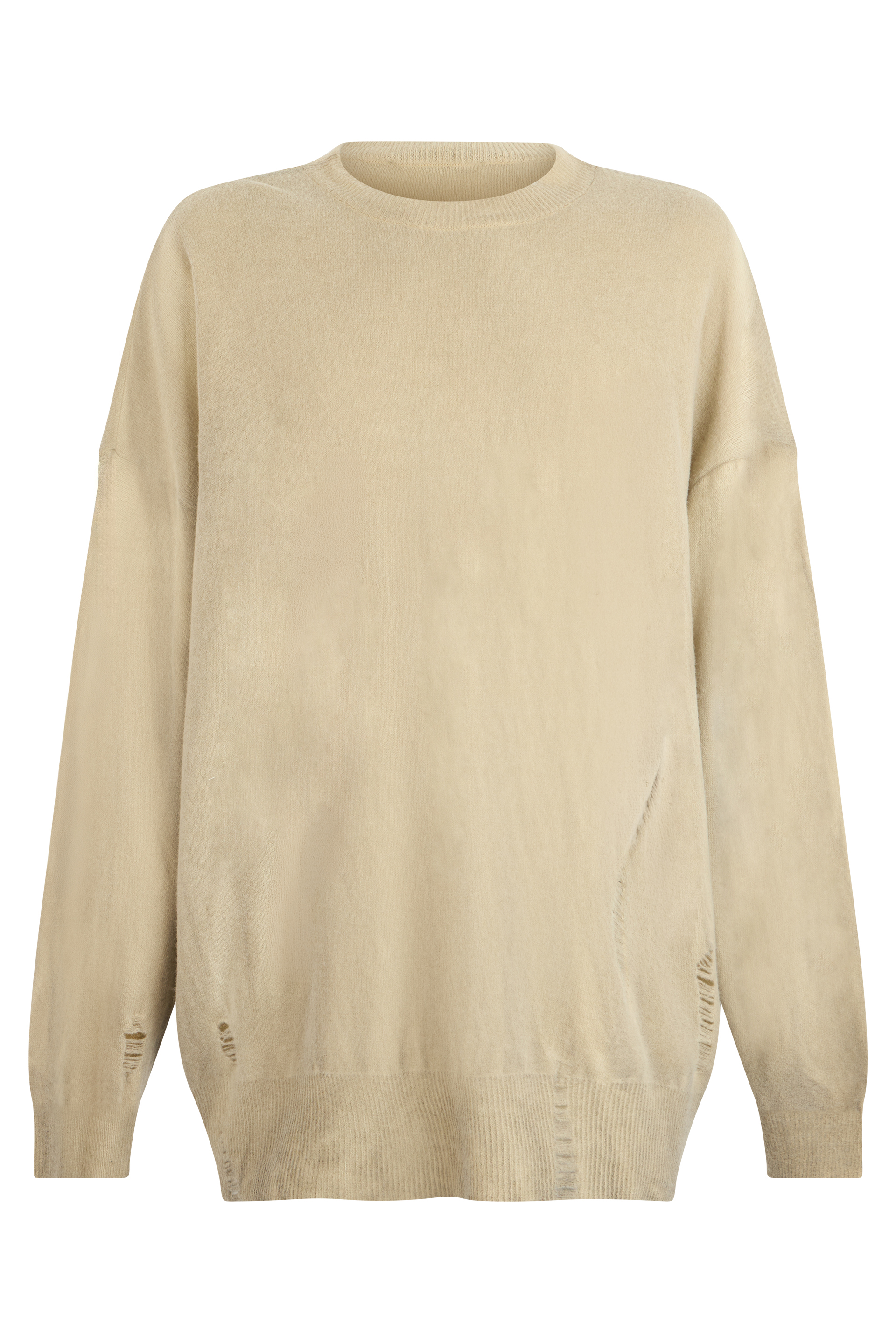 Wool sweater with destroyed effect