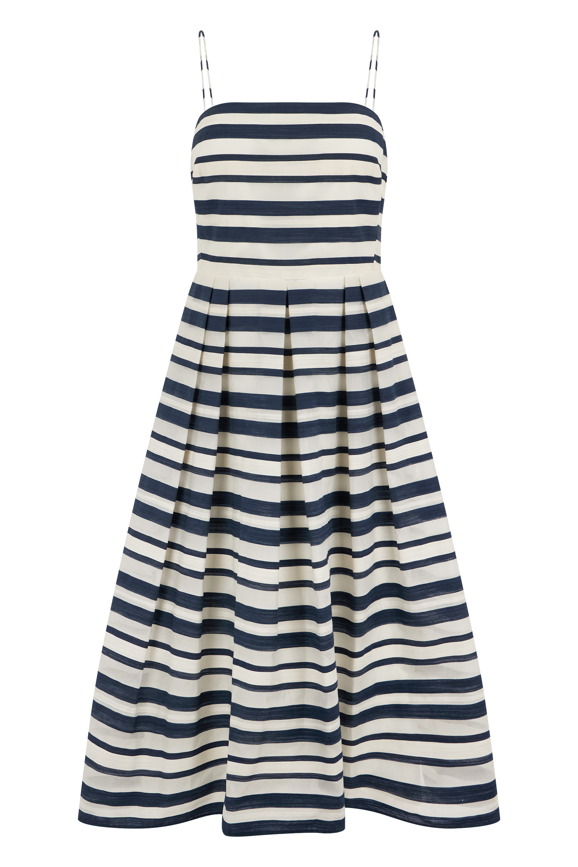 Midi dress in cotton blend with stripes