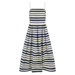 Midi dress in cotton blend with stripes