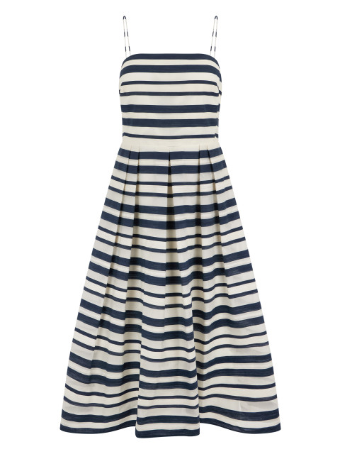 Midi dress in cotton blend with stripes