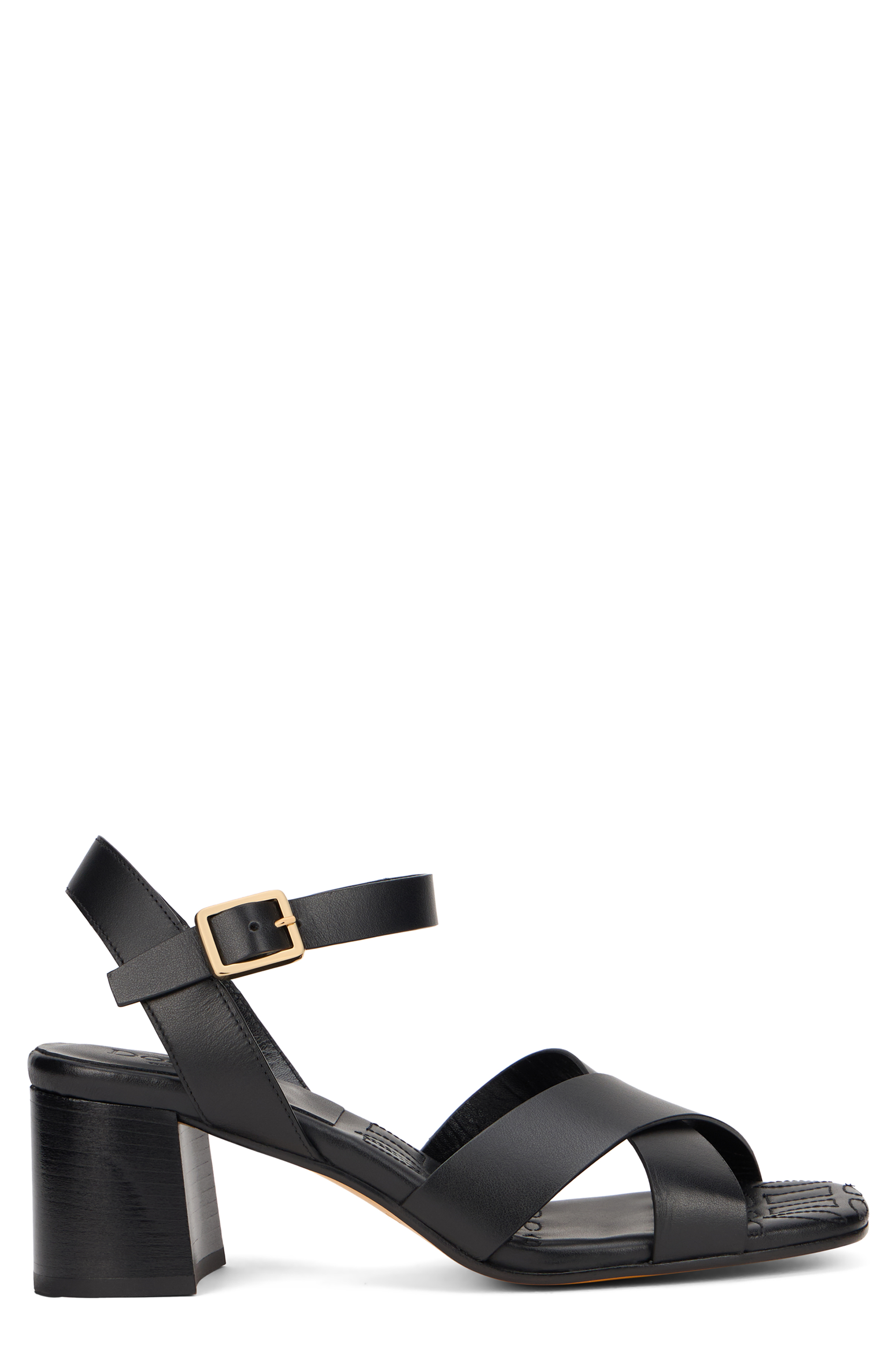 Medium heeled sandals in leather