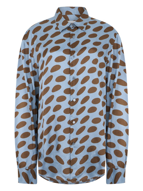Satin blouse with polka dot print