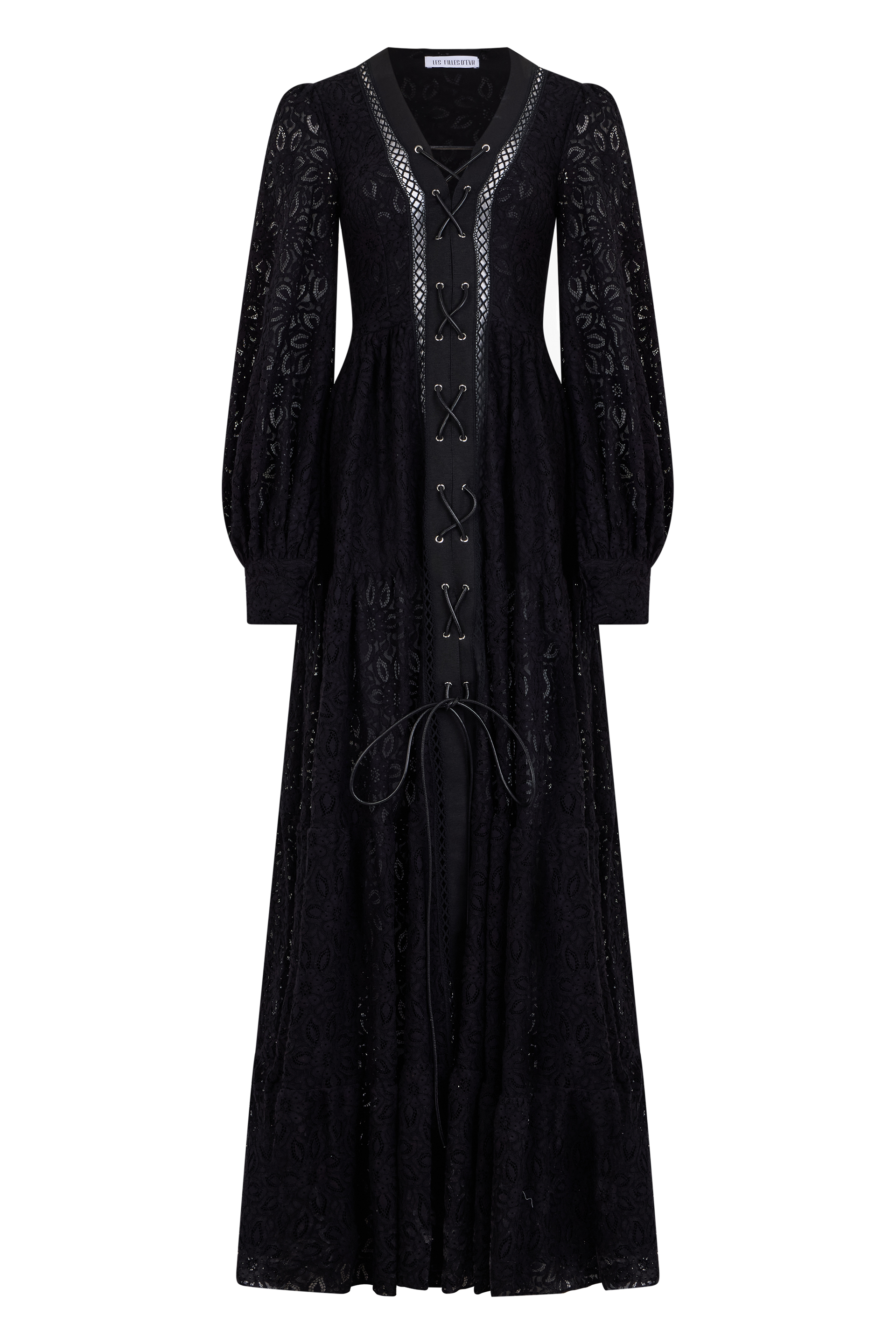 Long lace dress with ties