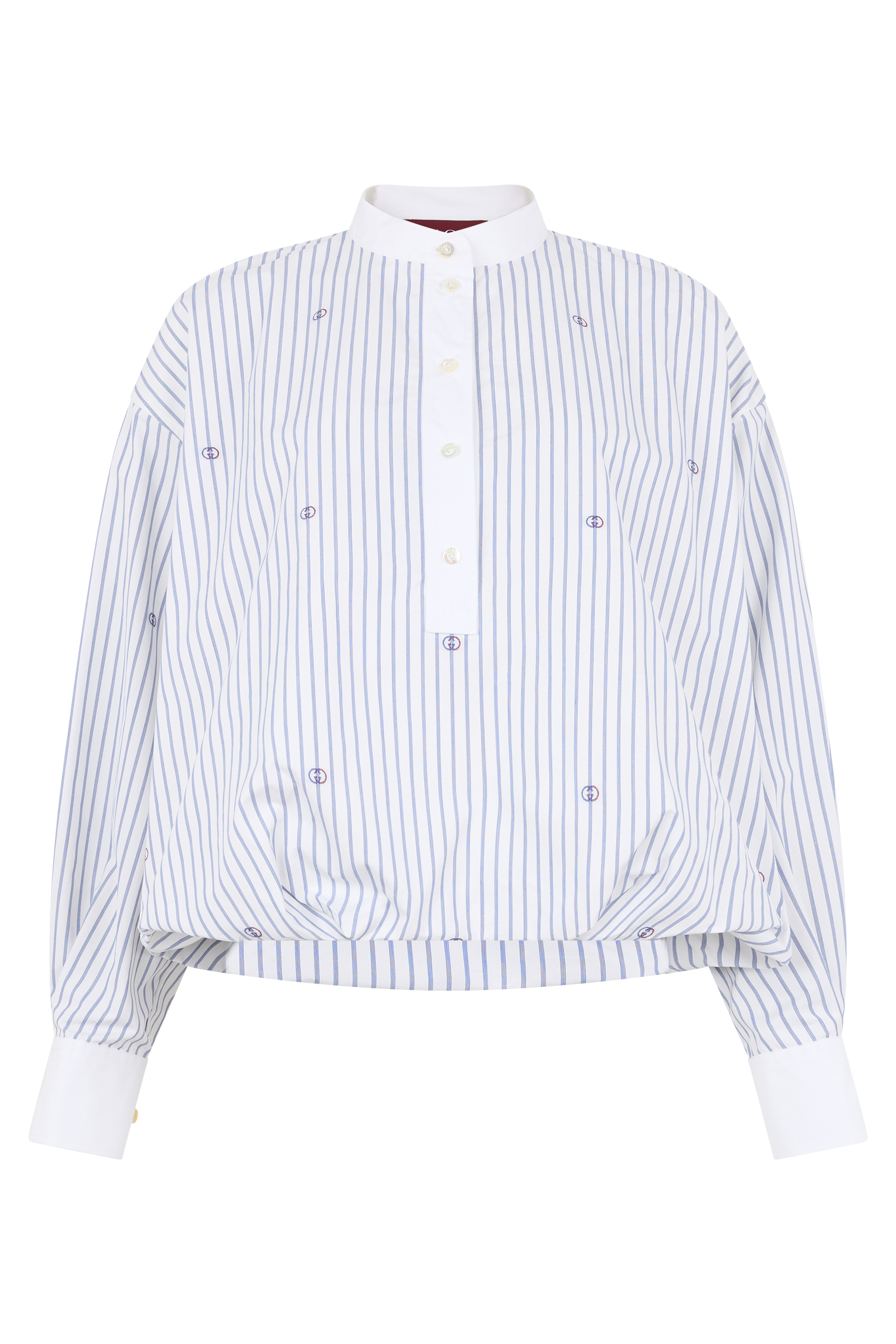Cotton striped blouse with embroidery