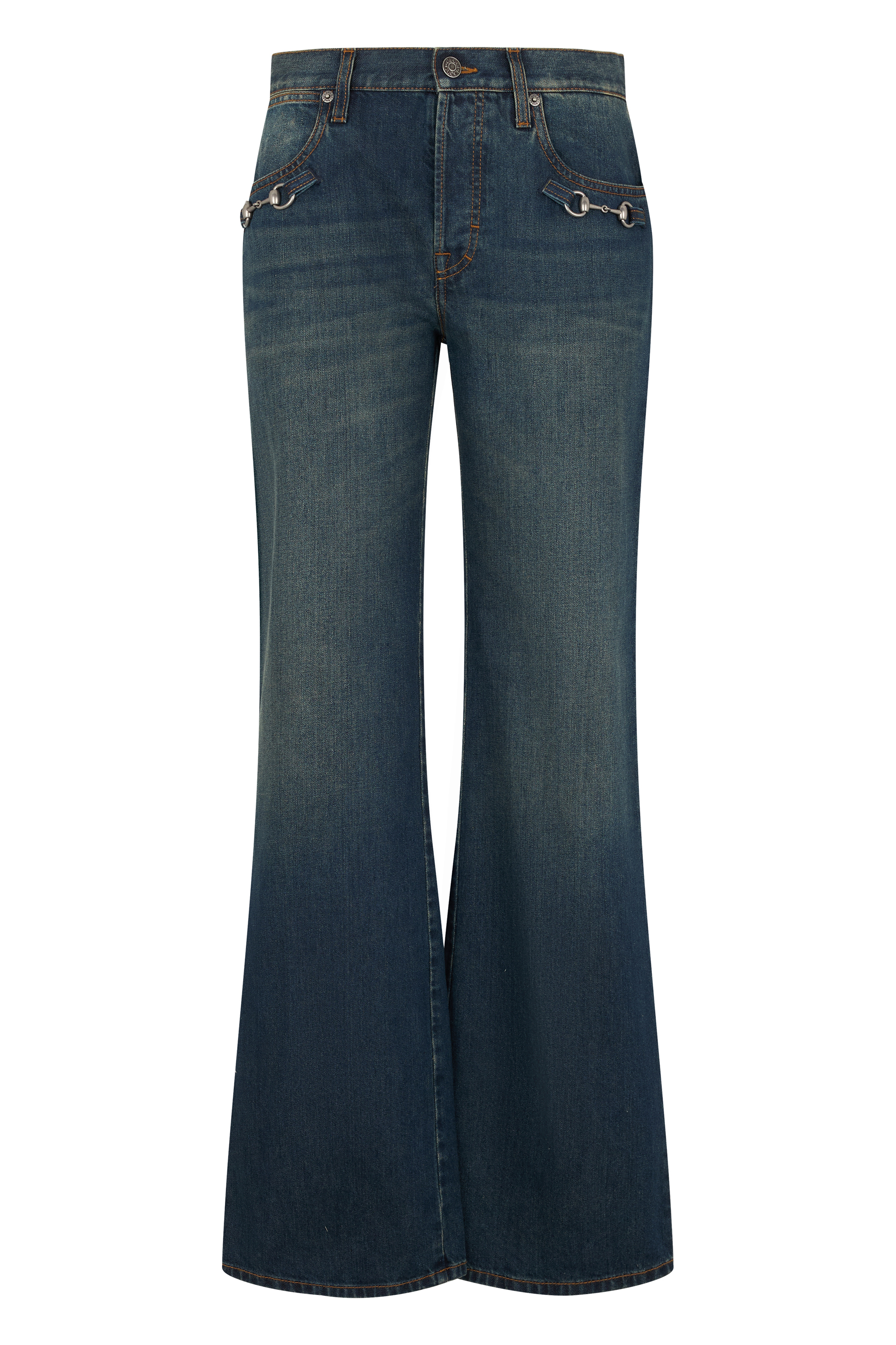 Denim pants made of cotton with clamp detail