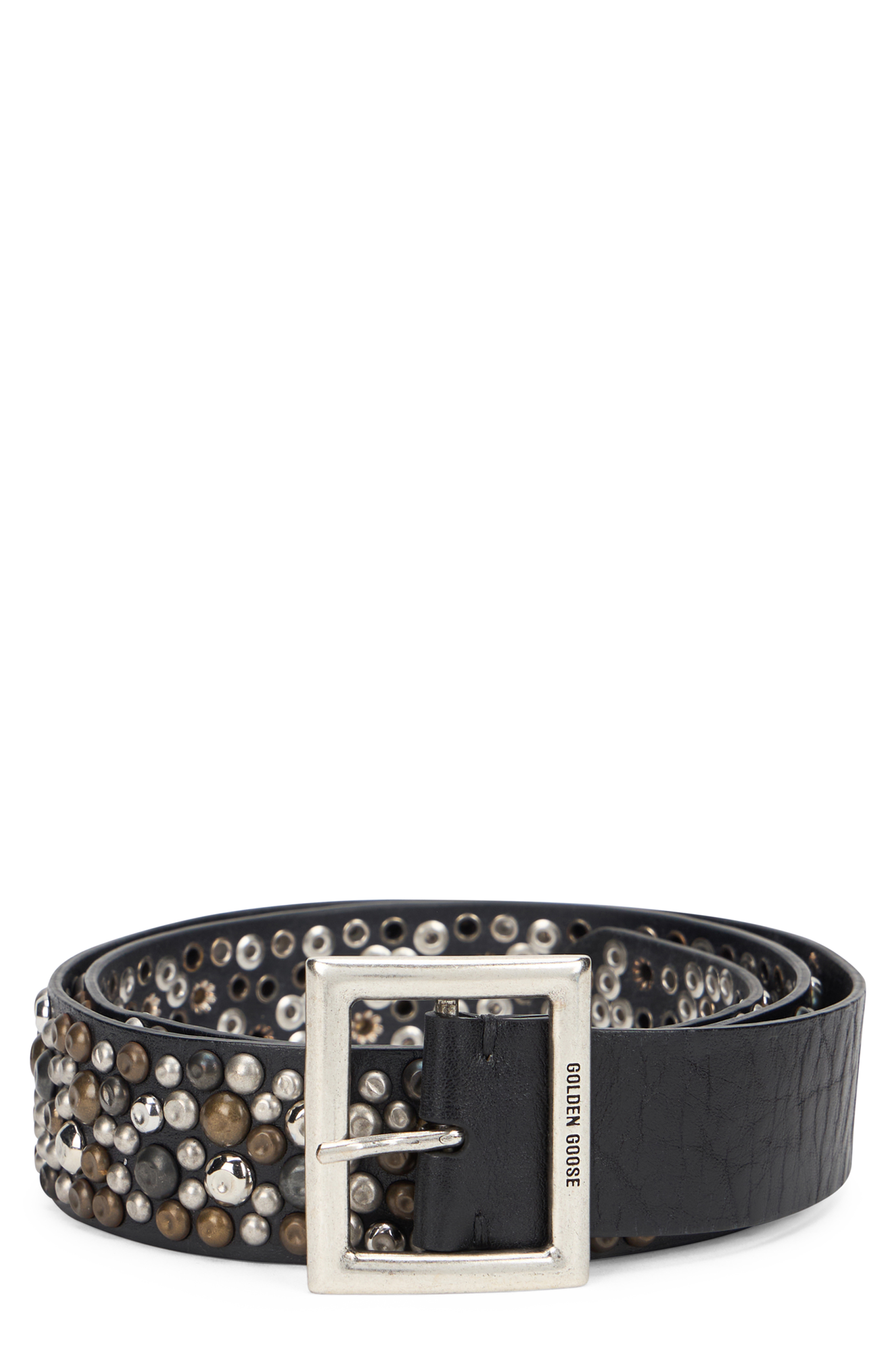 Leather belt with studs