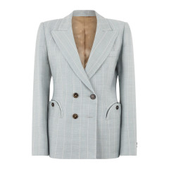 Double-breasted blazer in silk-linen blend