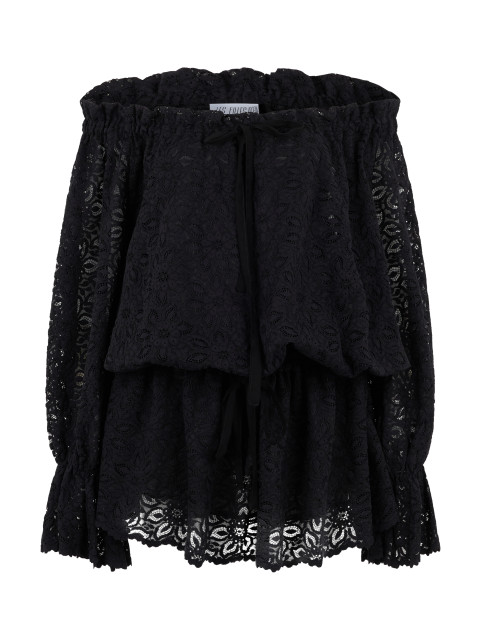Lace blouse with draping