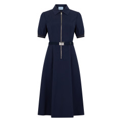Long cotton dress with belt