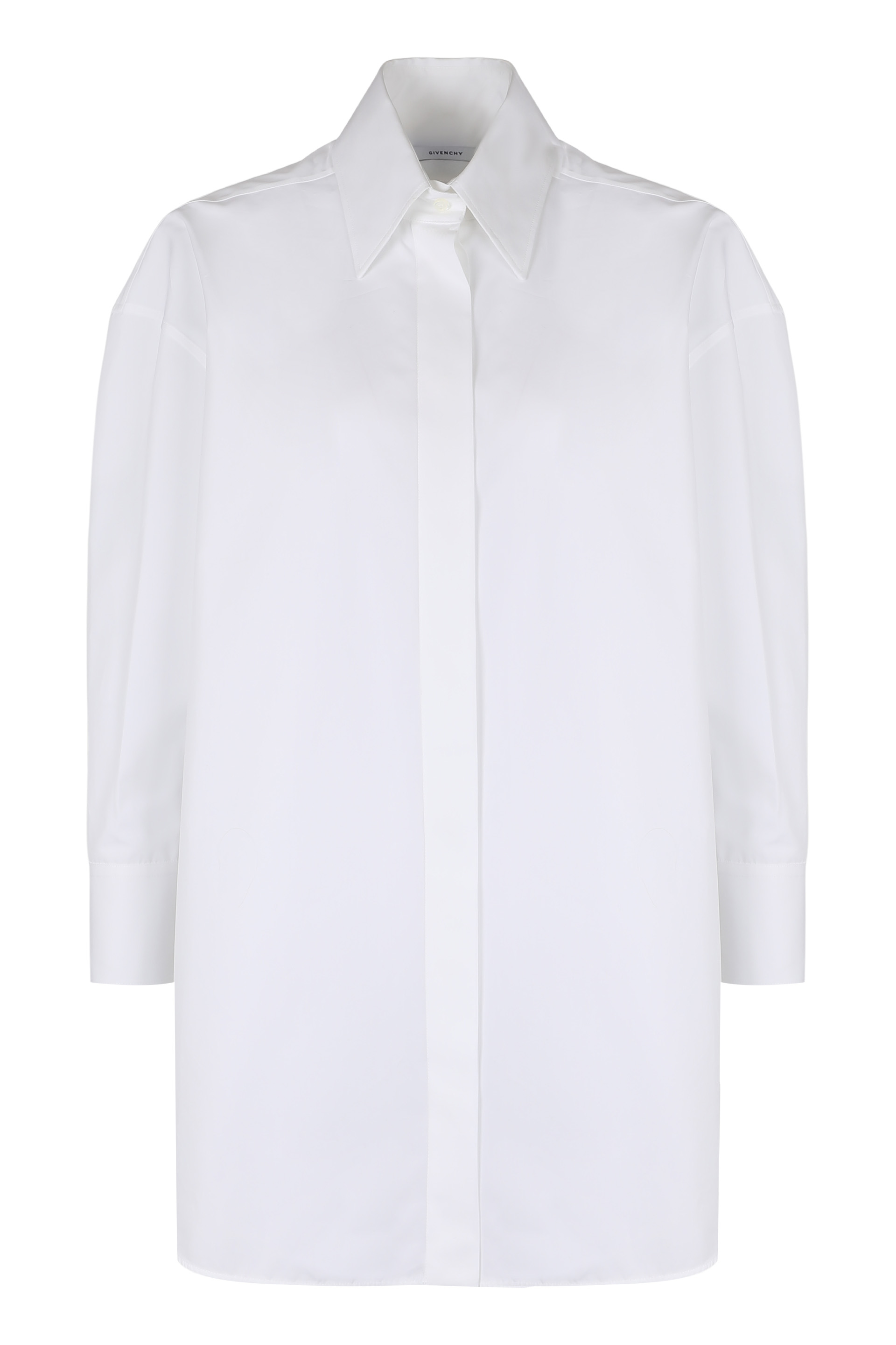 Asymmetric shirt in poplin